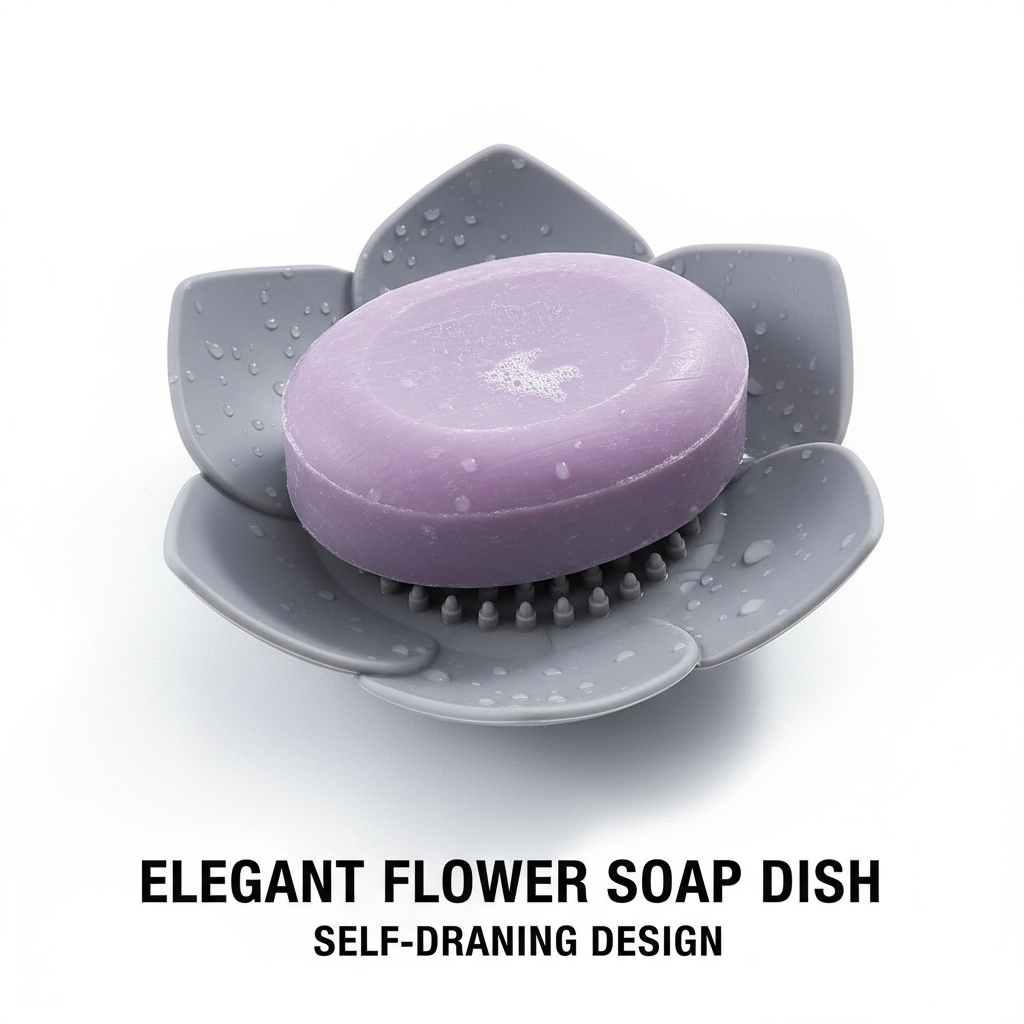 Soap Dish Draining - Soap Box Lotus Shape Non-slip Portable