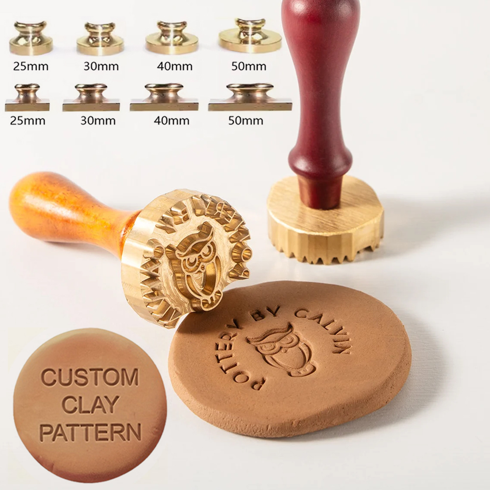 Soap Stamp Custom - Custom Clay Pattern and Wooden Handle
